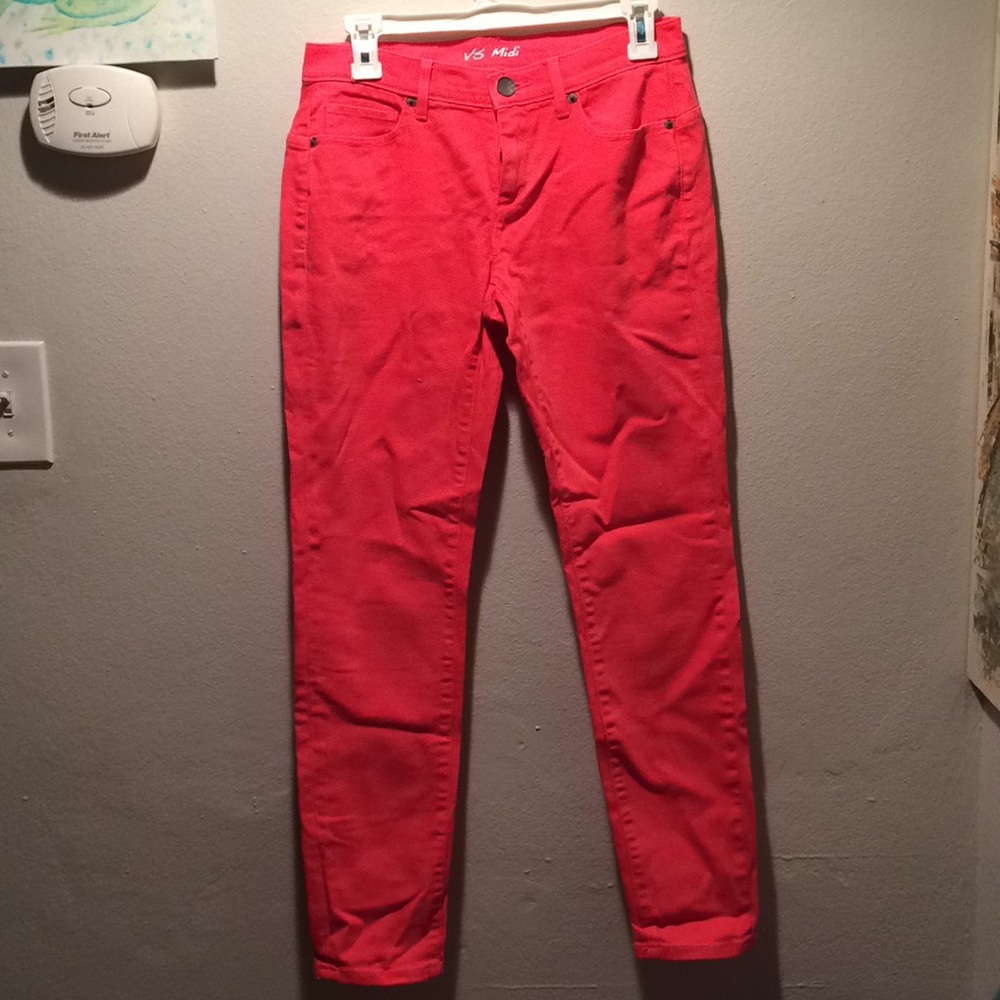 Neon pink skinny jeans!